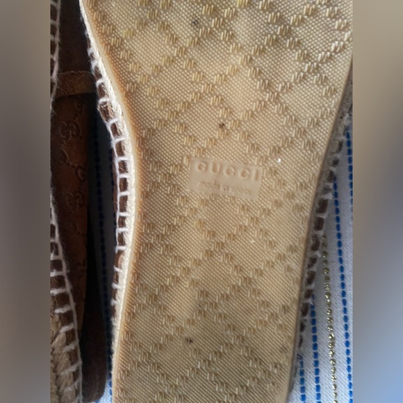 Gucci Suede Guccissima GG Espadrille Flats 37  Nut Brown Authentic - Picture 5 of 12